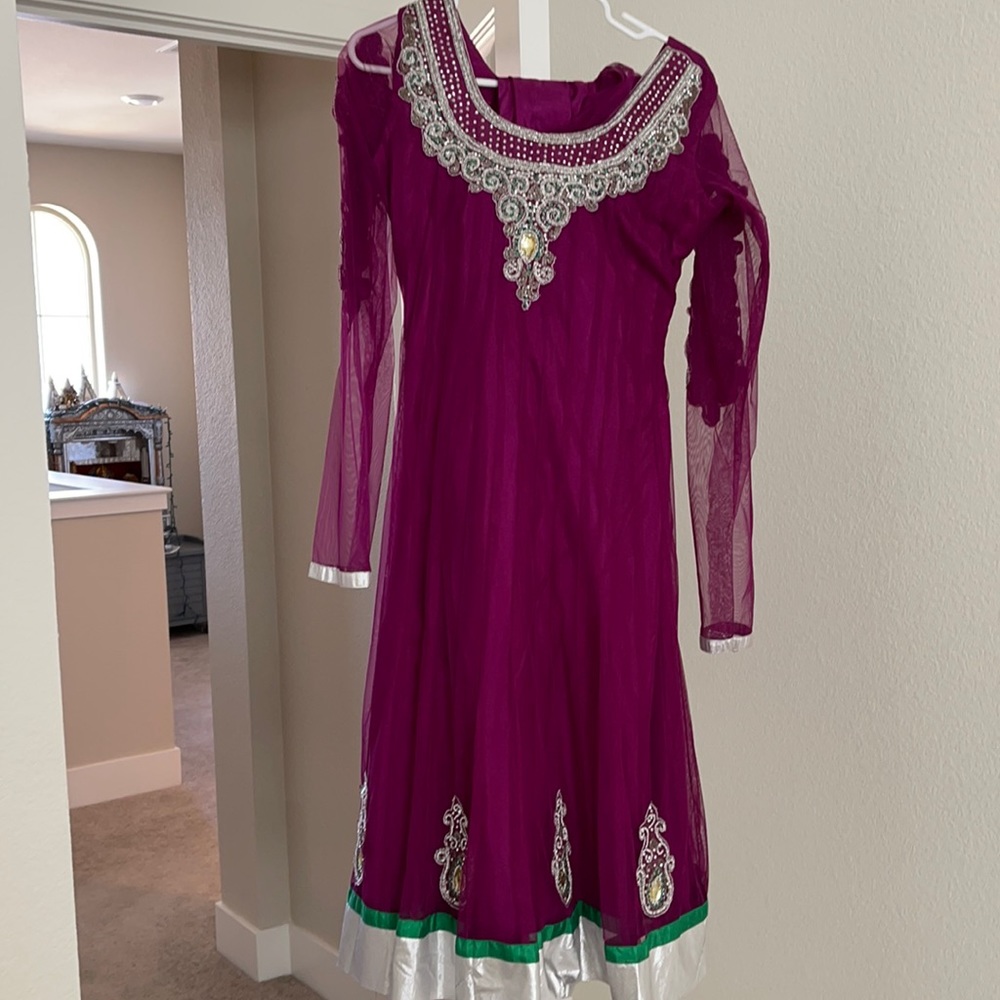 Purple anarkali outfit w accessories